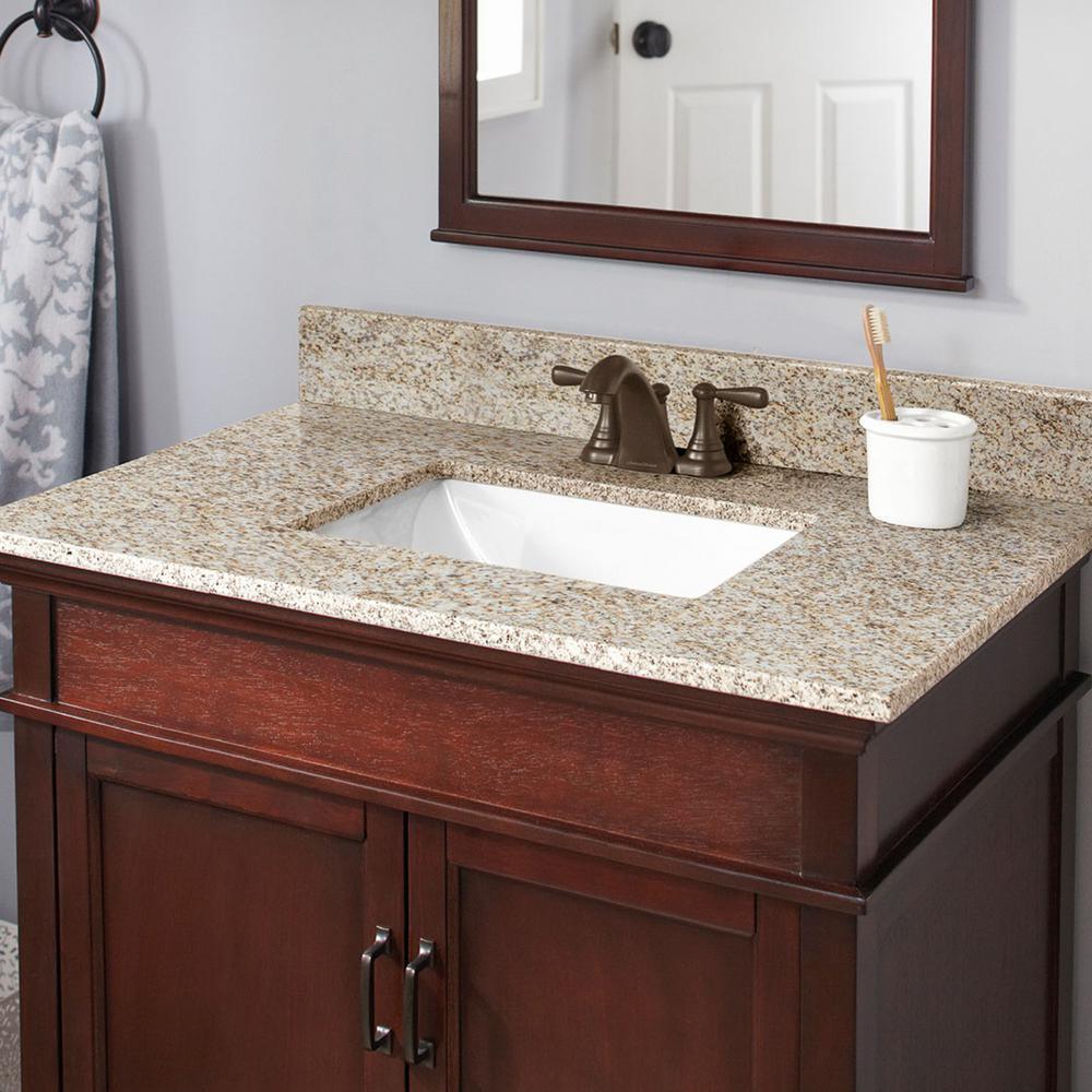 31 in. W x 19 in. D Granite Vanity Top in Golden Hill with White Trough Basin - Super Arbor