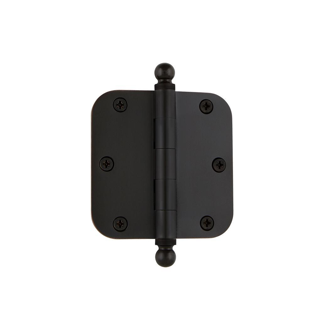 Nostalgic Warehouse 3.5 in. Antique Pewter Ball Tip Residential Hinge with 5/8 in. Radius Corners - Super Arbor