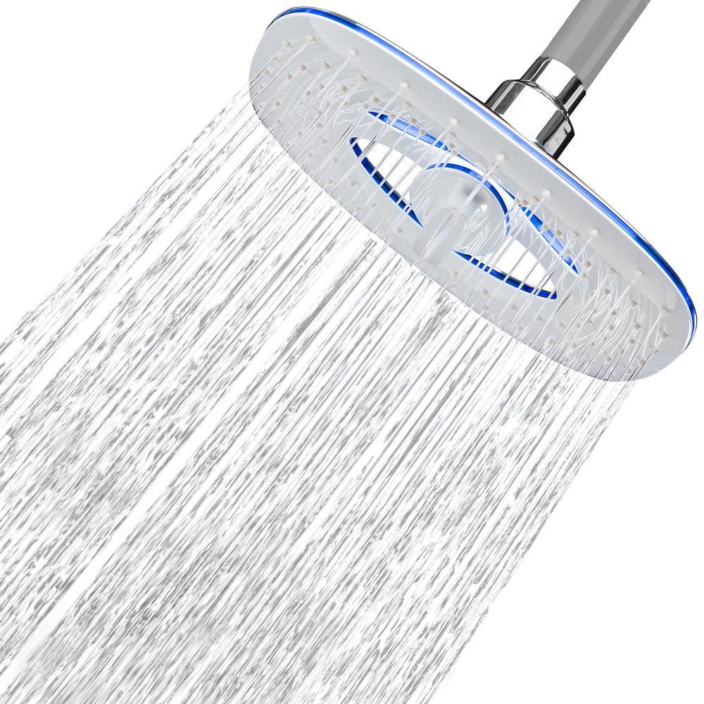 2-Spray 7.88 in. Single Wall Mount Waterfall Fixed Adjustable Shower Head in Chrome - Super Arbor