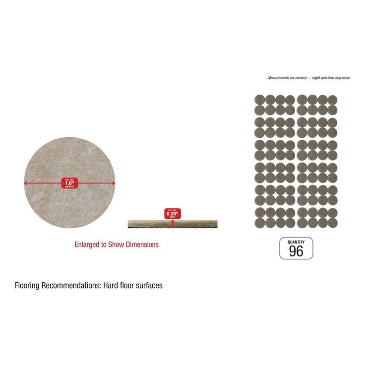1 in. Beige Heavy-Duty Self-Adhesive Felt Pads (96-Pack)