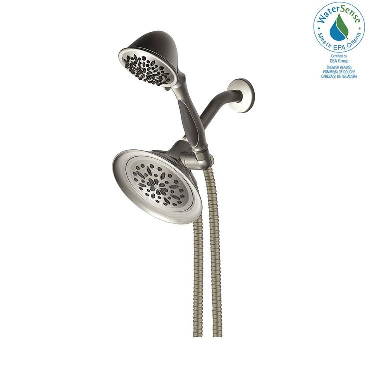 6-Spray 7.8 in. Dual Wall Mount Fixed and Handheld Shower Head in Satin Nickel