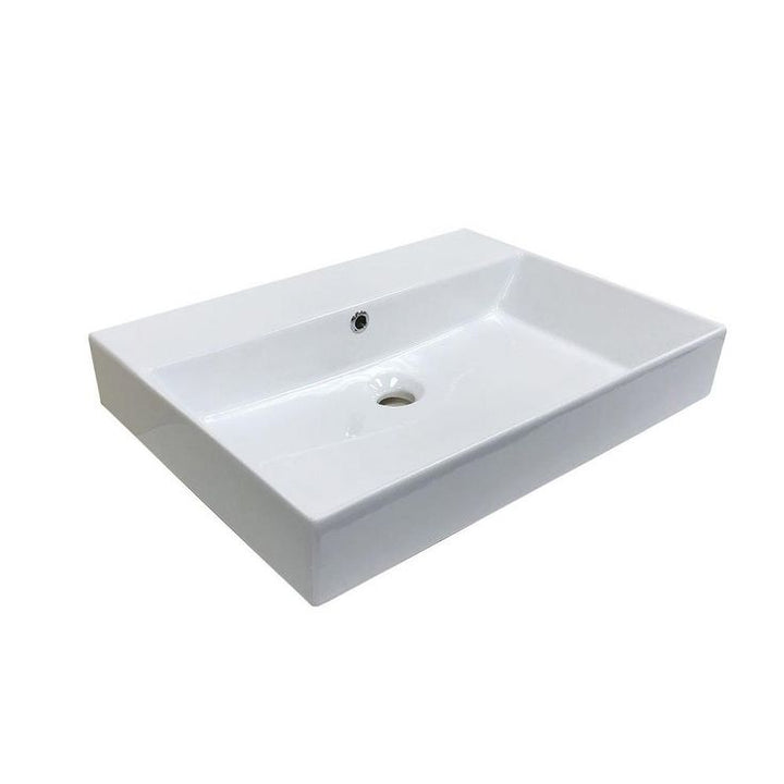 WS Bath Collections Energy 60 Wall Mount/Vessel Bathroom Sink in Ceramic White without Faucet Hole
