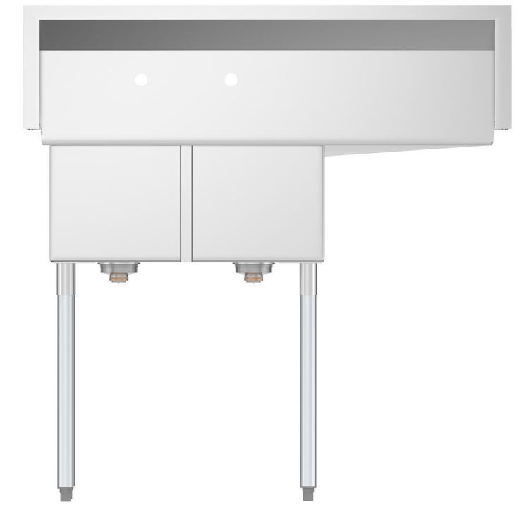 Freestanding Stainless Steel 43 in. 2-Hole Double Bowl Commercial Kitchen Sink