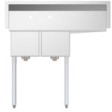 Freestanding Stainless Steel 43 in. 2-Hole Double Bowl Commercial Kitchen Sink