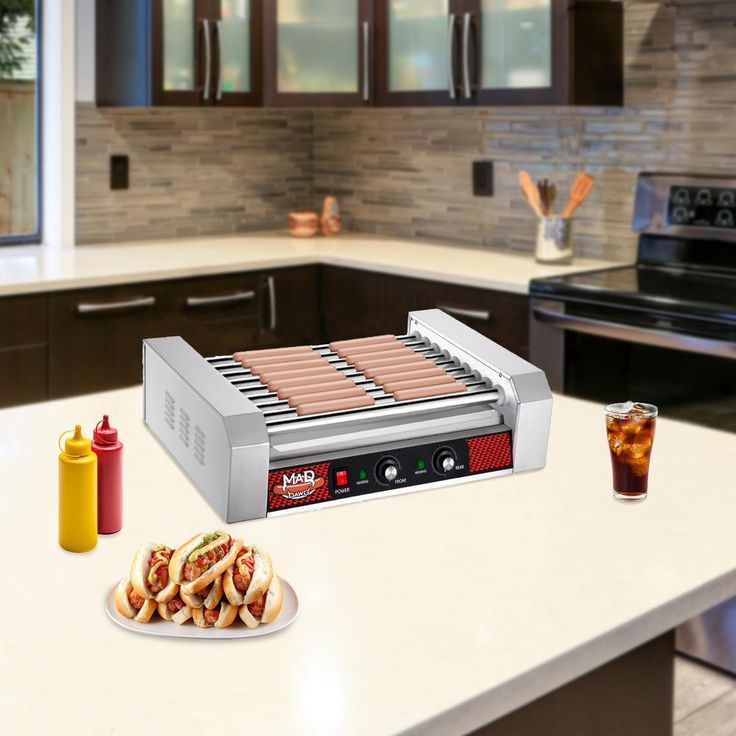 Commercial 24-Hot Dog 290 sq. in. Stainless Steel Indoor Grill