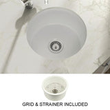 Yorkshire Bar Undermount Fireclay 18.5 in. Round Single Bowl Kitchen Sink with Grid and Strainer in White