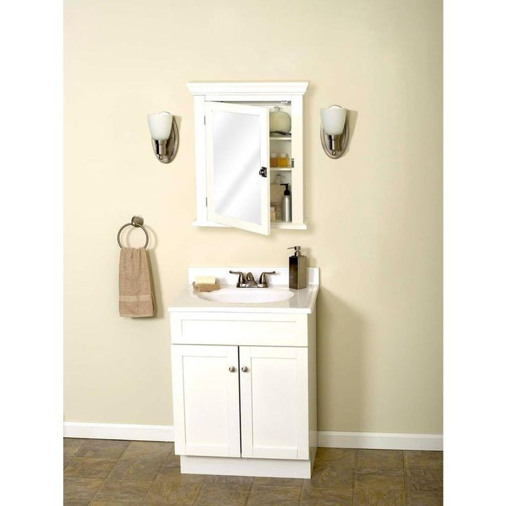 Early American 22-1/4 in. W x 27 in. H x 5-7/8 in. D Framed Surface-Mount Bathroom Medicine Cabinet in White