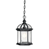 Kichler Barrie Outdoor Hanging Lantern, Black, Clear Beveled Glass, 8 in W x 13.5 in H