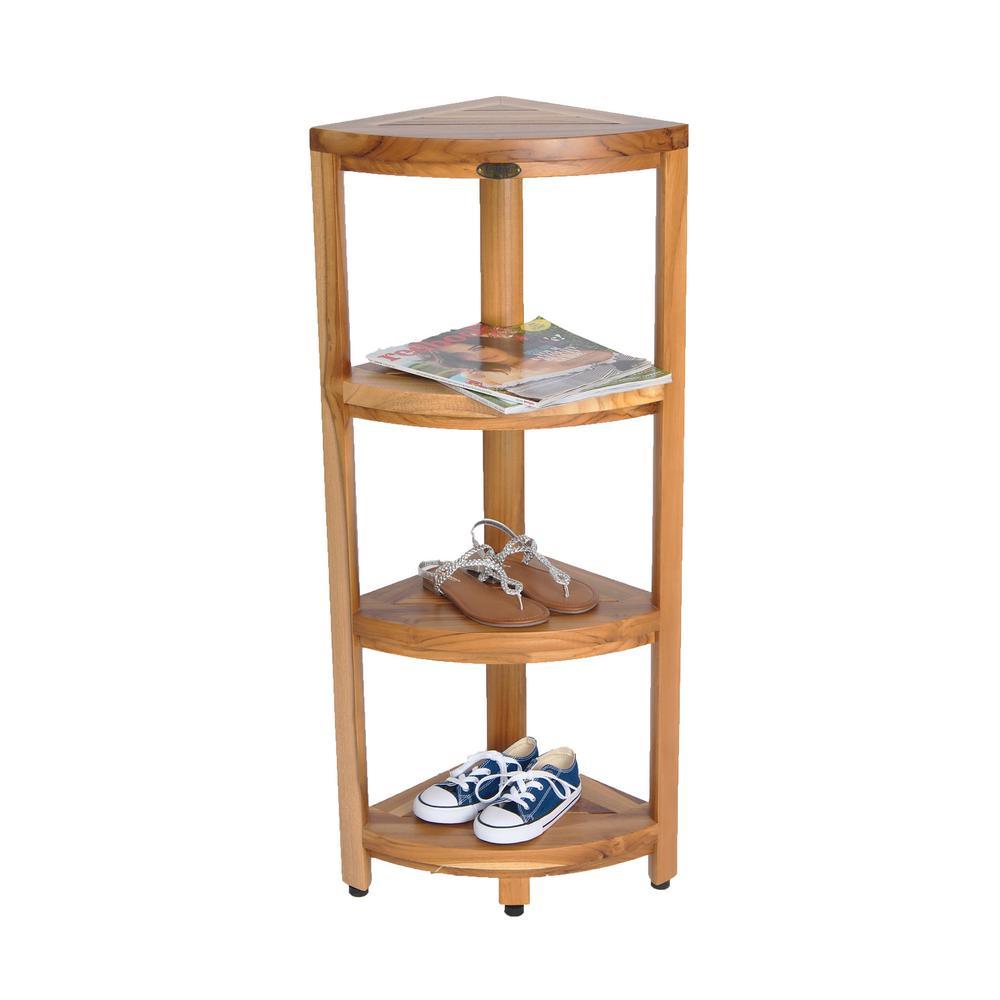 EarthyTeak Oasis 12 in. 4-Tier Teak Corner Shelf - Super Arbor