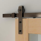 Hook Strap Oil Rubbed Bronze Rolling Barn Door Hardware Kit with 3 in. Wheel - Super Arbor