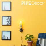 1/2 in. Black Steel Pipe 7.5 in. H Wall Sconce Lamp Kit