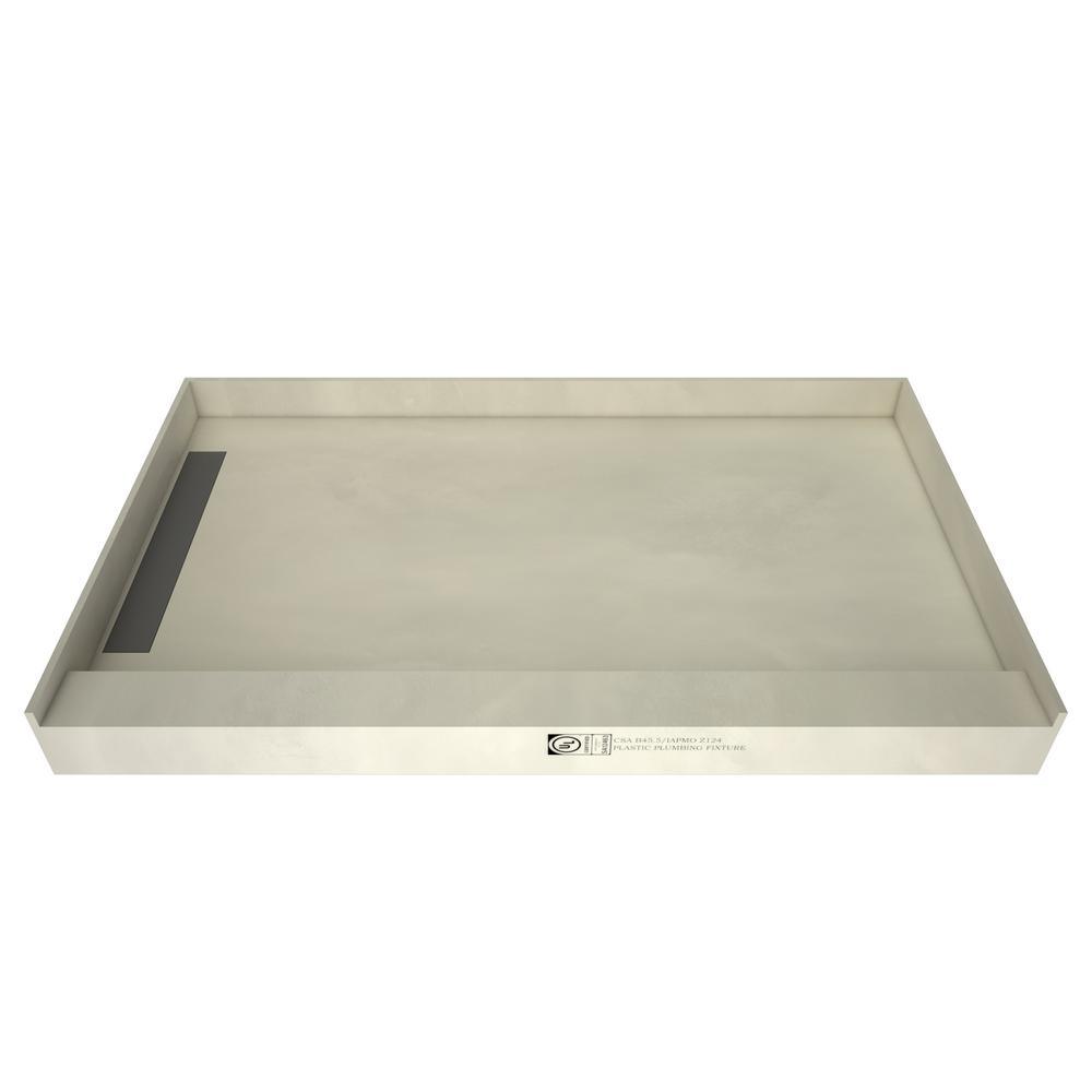 Base'N Bench 48 in. x 60 in. Single Threshold Shower Base and Bench Kit with Left Drain and Tileable Trench Grate - Super Arbor