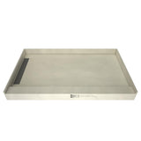Base'N Bench 48 in. x 60 in. Single Threshold Shower Base and Bench Kit with Left Drain and Tileable Trench Grate - Super Arbor