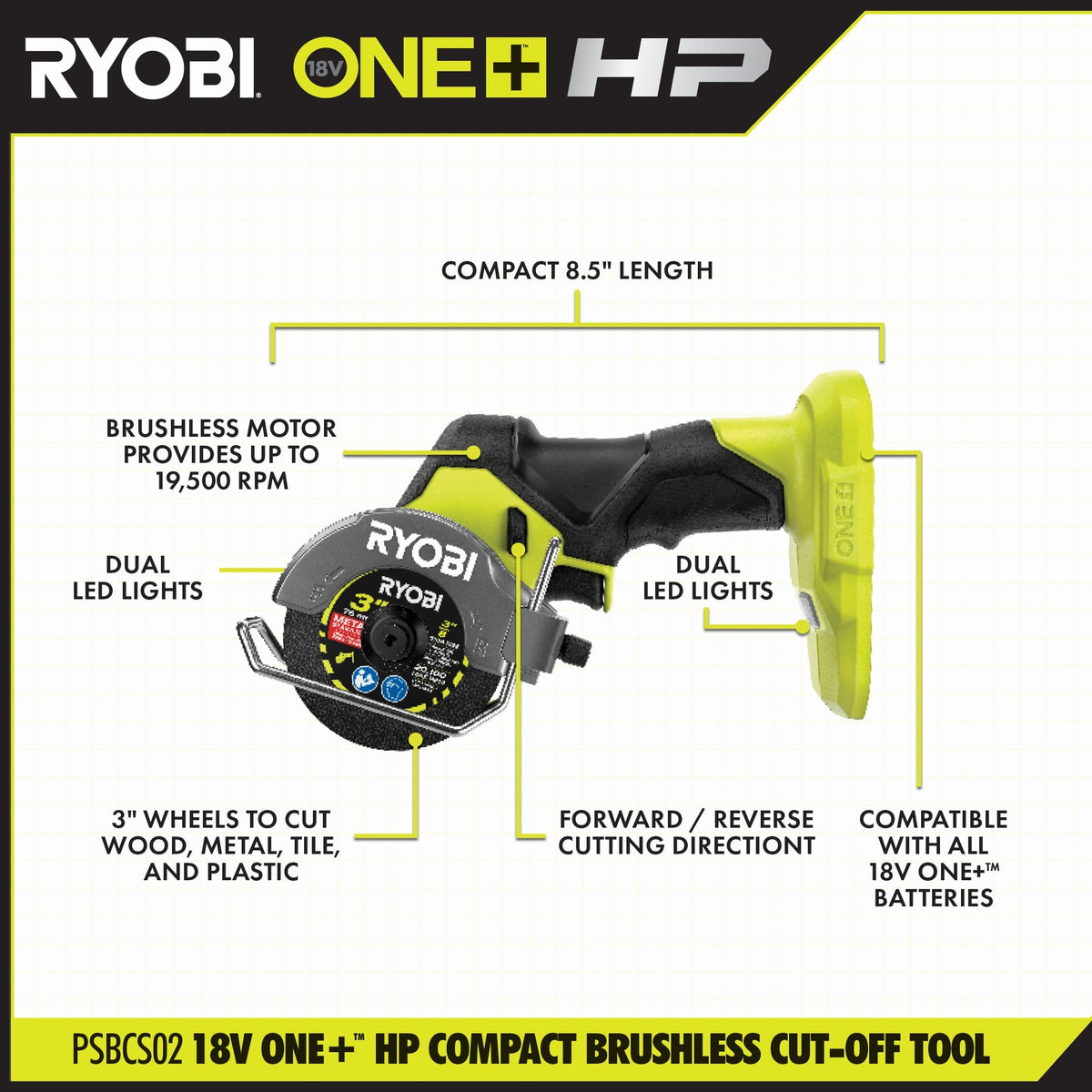 RYOBI ONE+ HP 18V Brushless Cordless Compact Cut-Off Tool (Tool Only)