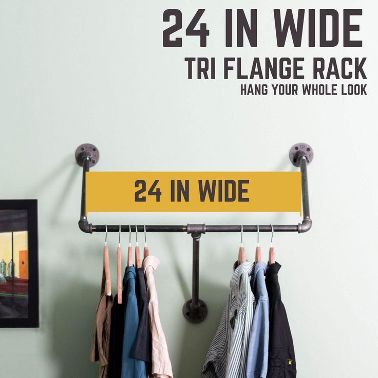 1/2 in. x 2 ft. L Black Pipe Tri-Flange Wall Mounted Clothing Rack Kit