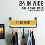 1/2 in. x 2 ft. L Black Pipe Tri-Flange Wall Mounted Clothing Rack Kit
