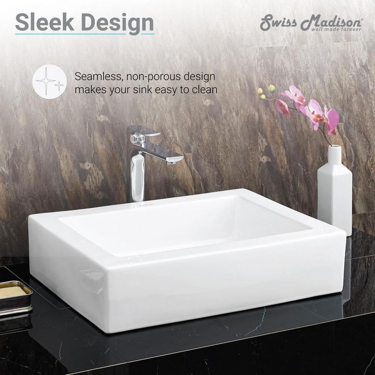 Swiss Madison Voltaire Ceramic Rectangle Vessel Sink in White