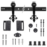 72 in. Dark Oil-Rubbed Bronze Fleur-De-Lis Sliding Barn Door Track and Hardware Kit