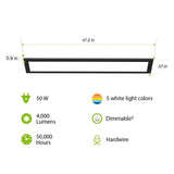Commercial Electric 1 ft. x 4 ft. 4000 Lumens Dimmable Matte Black Integrated LED Flat Panel Ceiling Flush Mount Fixture, Selectable 5CCT