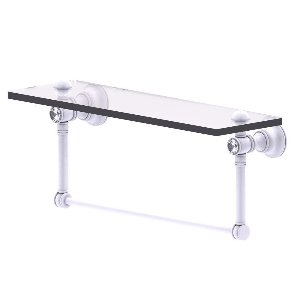 Carolina Crystal Collection 16 in. Glass Shelf with Integrated Towel Bar in Polished Brass - Super Arbor