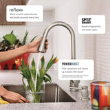 U by Moen Sleek Single-Handle Pull-Down Sprayer Smart Kitchen Faucet with Voice Control in Spot Resist Stainless