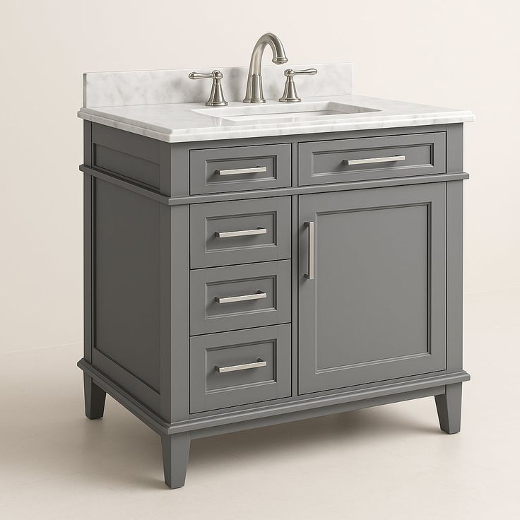 Home Decorators Collection Sonoma 36-Inch Pebble Gray Bathroom Vanity with Carrara Marble Top