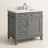 Home Decorators Collection Sonoma 36-Inch Pebble Gray Bathroom Vanity with Carrara Marble Top