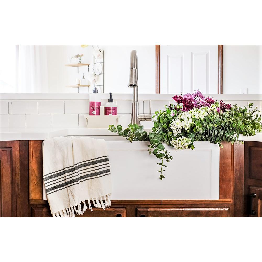 Bradstreet II Farmhouse Fireclay 30 in. Single Bowl Kitchen Sink with Strainer Drain in Crisp White - Super Arbor