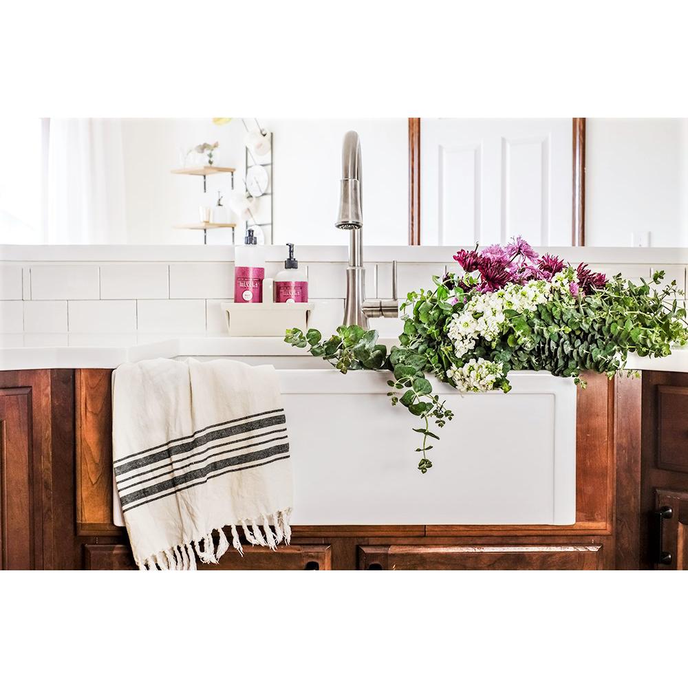Bradstreet II Farmhouse Fireclay 30 in. Single Bowl Kitchen Sink in Crisp White with Disposal Drain