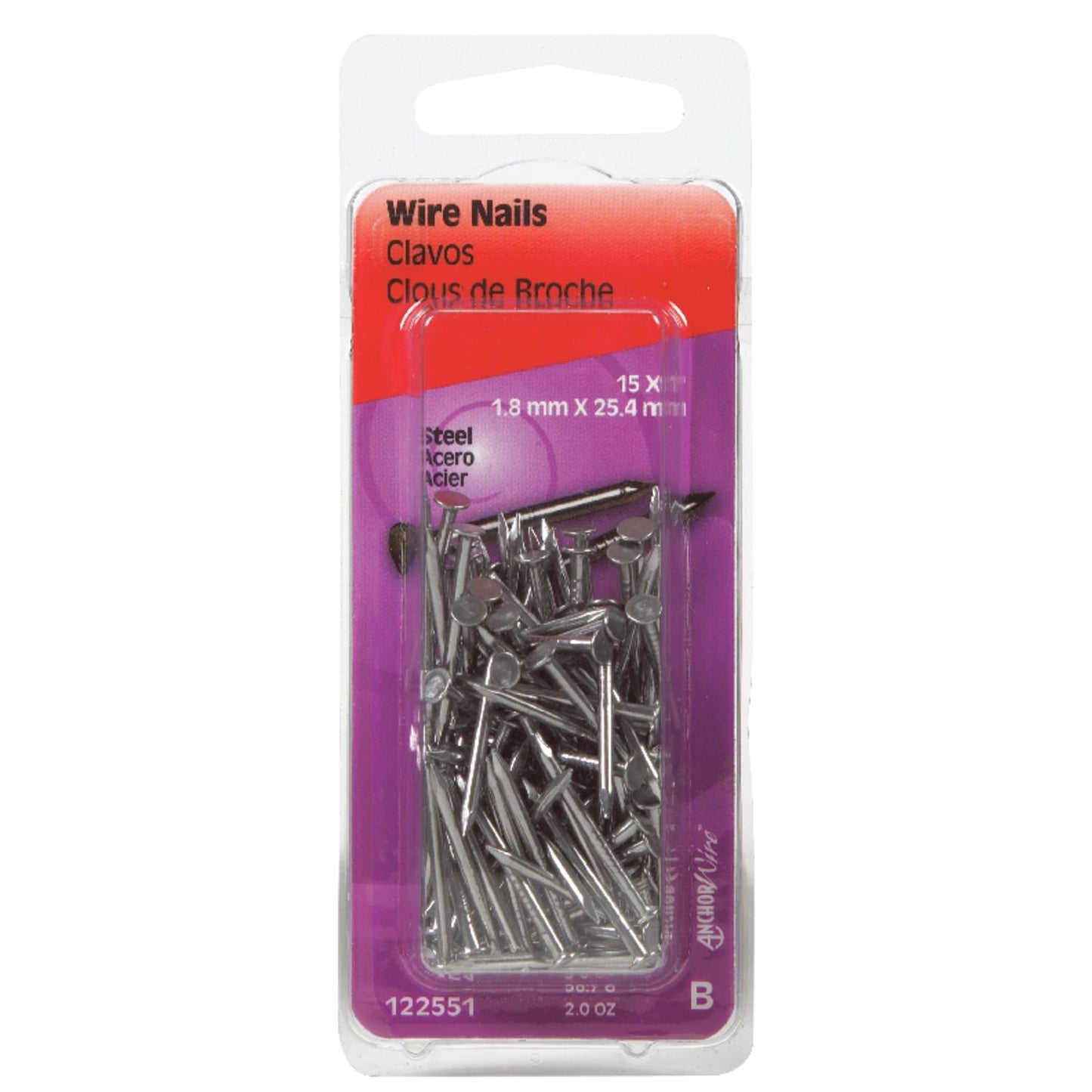 Hillman 1 in. Wire Bright Steel Nail Flat Head