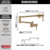 Delta Cassidy Champagne Bronze 2-Handle Wall-Mount Pot Filler Handle Kitchen Faucet