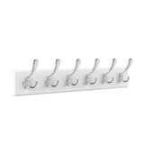 27.75 in. L White Rail-Mounted Wall Hook Hanging Rack with 6 Hooks