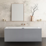 Rectangle 67 in. x 32 in. x 24 in. Contemporary Soaking Acrylic Flatbottom Freestanding Bathtub with Overflow, White - Super Arbor