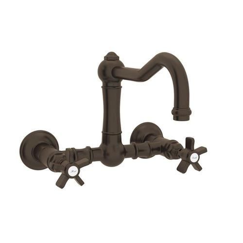 Rohl Italian Kitchen Acqui Tuscan Brass 2-Handle Wall-Mount Bridge Handle Kitchen Faucet