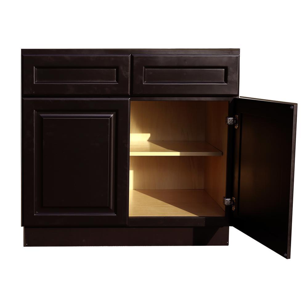 Newport Ready to Assemble 30x34.5x24 in. Base Cabinet with 2-Door and 1-Drawer in Dark Espresso - Super Arbor