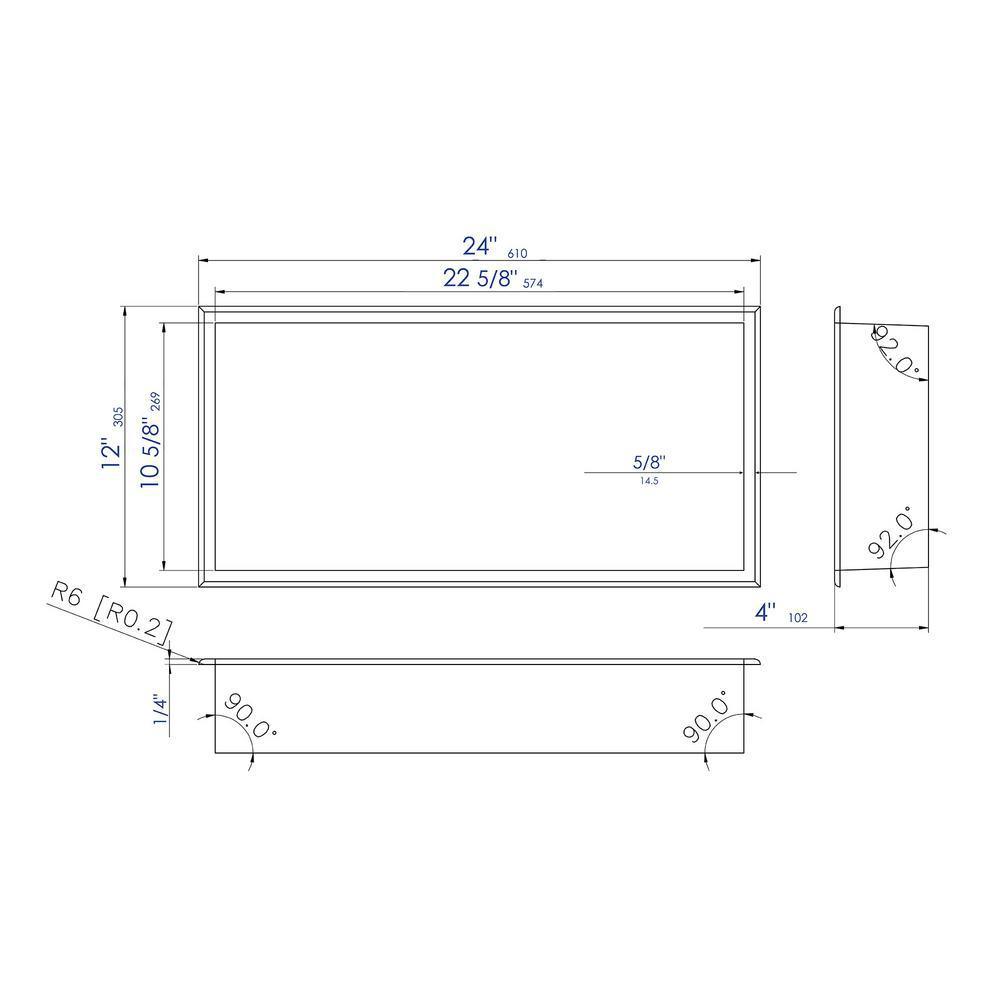 24 in. x 12 in. x 4 in. Niche in Brushed Stainless Steel - Super Arbor