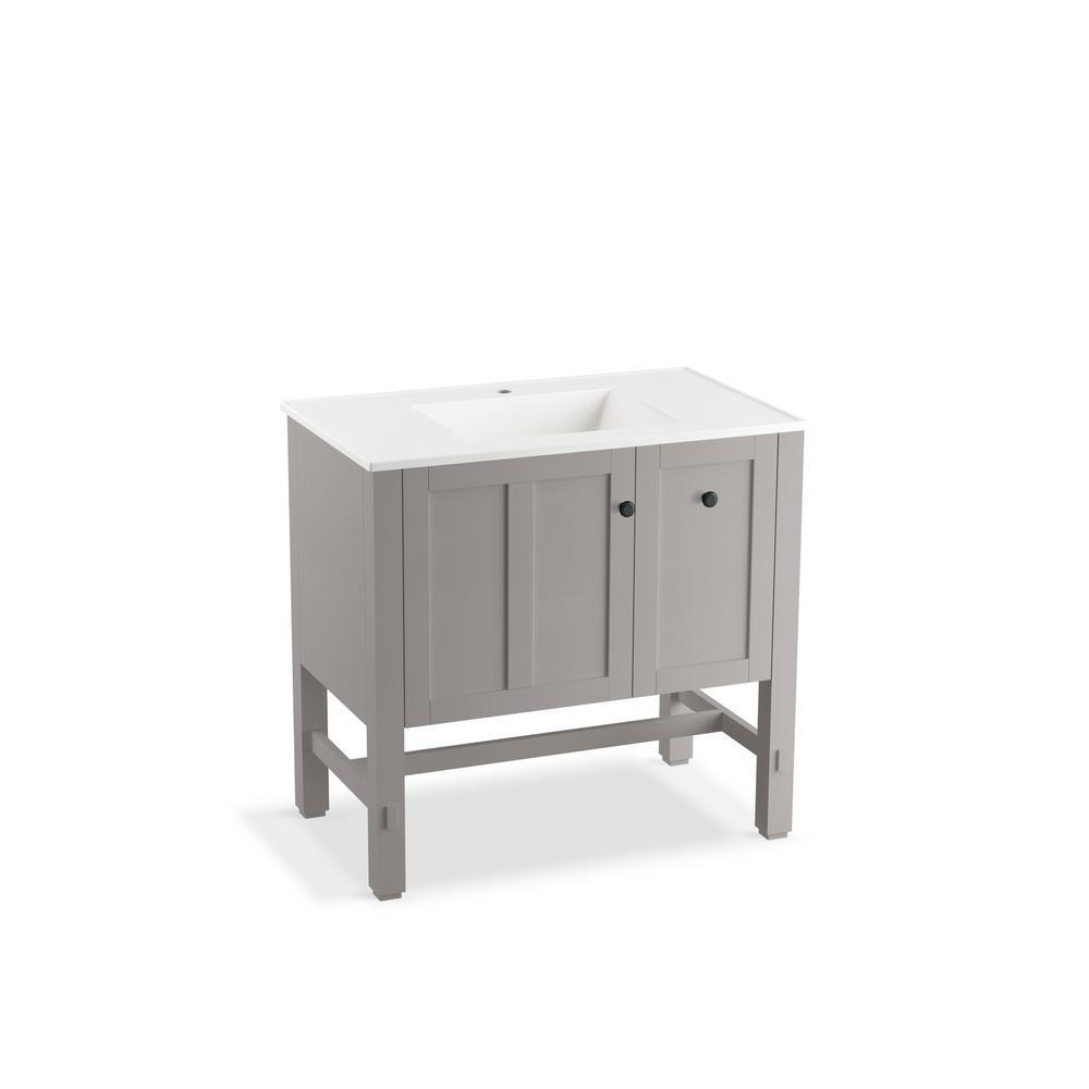 Ceramic/Impressions 37 in. Single Faucet Hole Vitreous China Vanity Top with Basin in White Impressions - Super Arbor