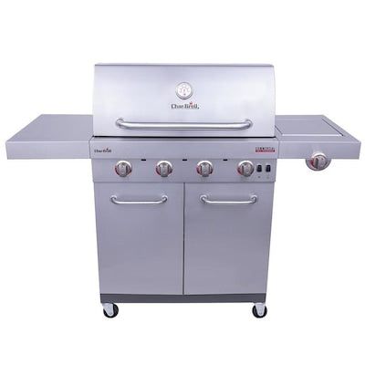Char-Broil Commercial Stainless Steel 4-Burner Liquid Propane and Natural Gas Infrared Gas Grill with 1 Side Burner