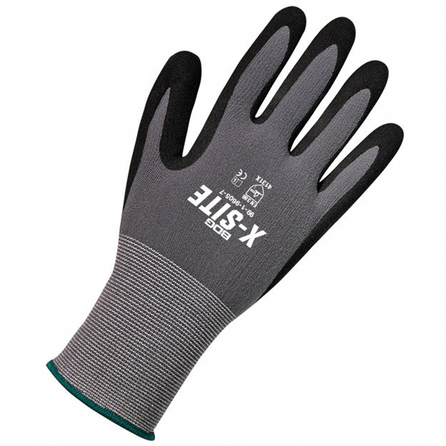 BDG X-Site Foam Nitrile Coated Gloves - Palm Dipped, ANSI Level 4 Abrasion, Large Gray