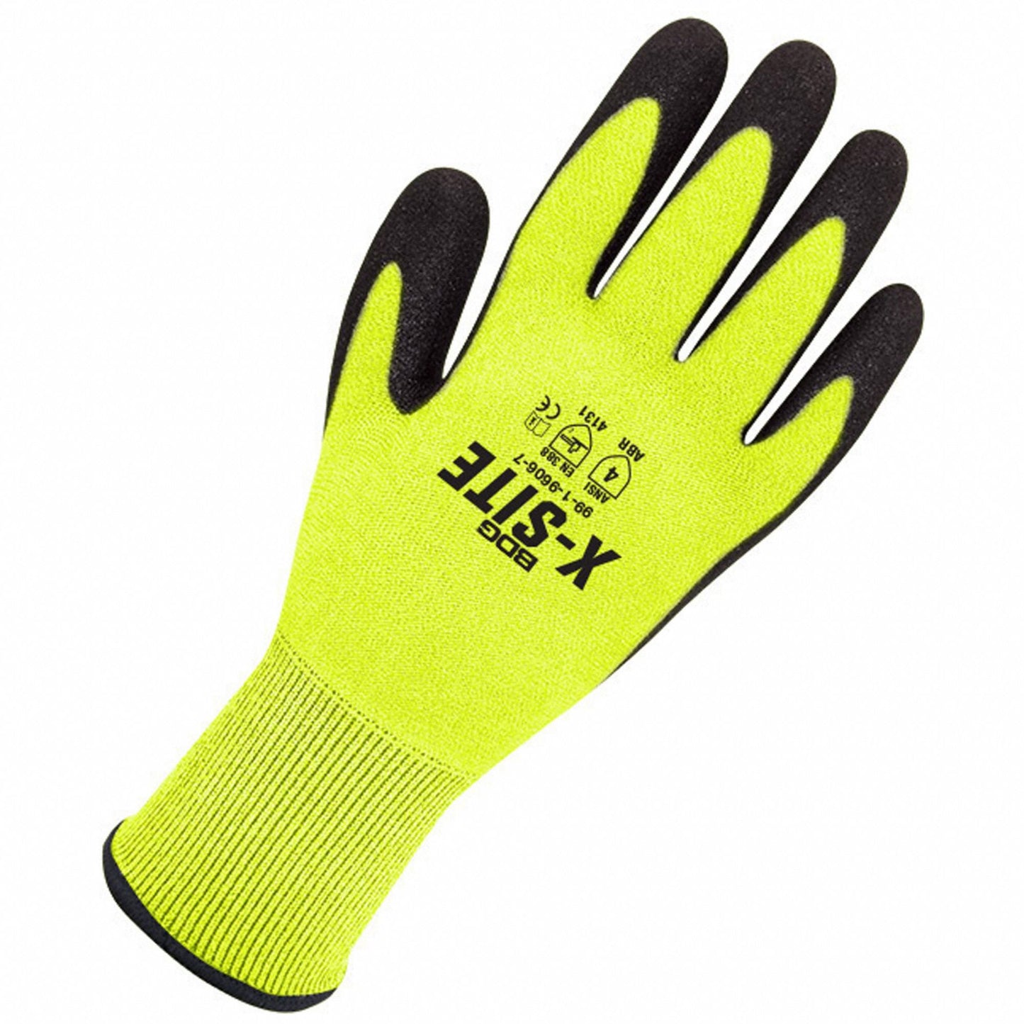 BDG X-Site Foam Nitrile Coated Gloves, XS, Sandy Finish, Yellow