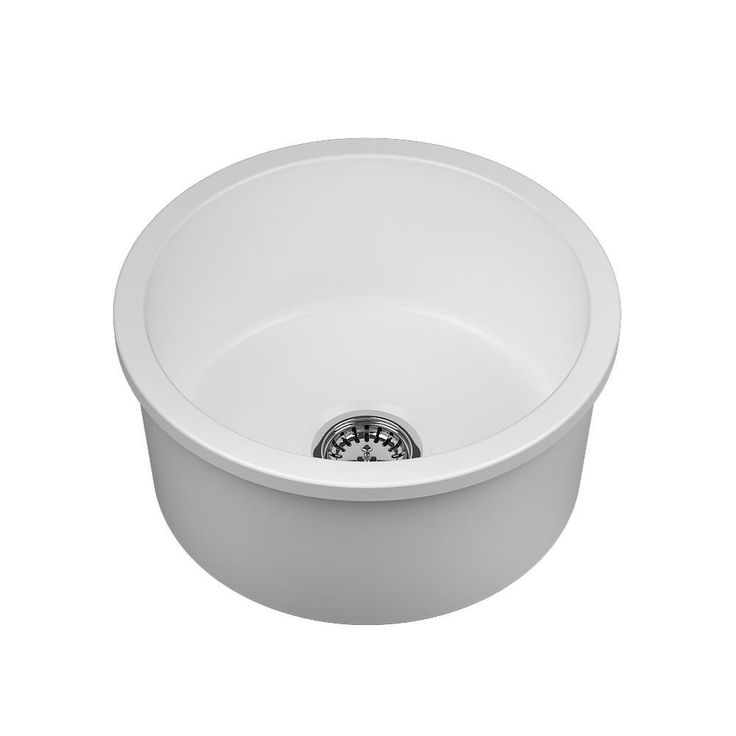 Yorkshire Bar Undermount Fireclay 18.5 in. Round Single Bowl Kitchen Sink with Grid and Strainer in White