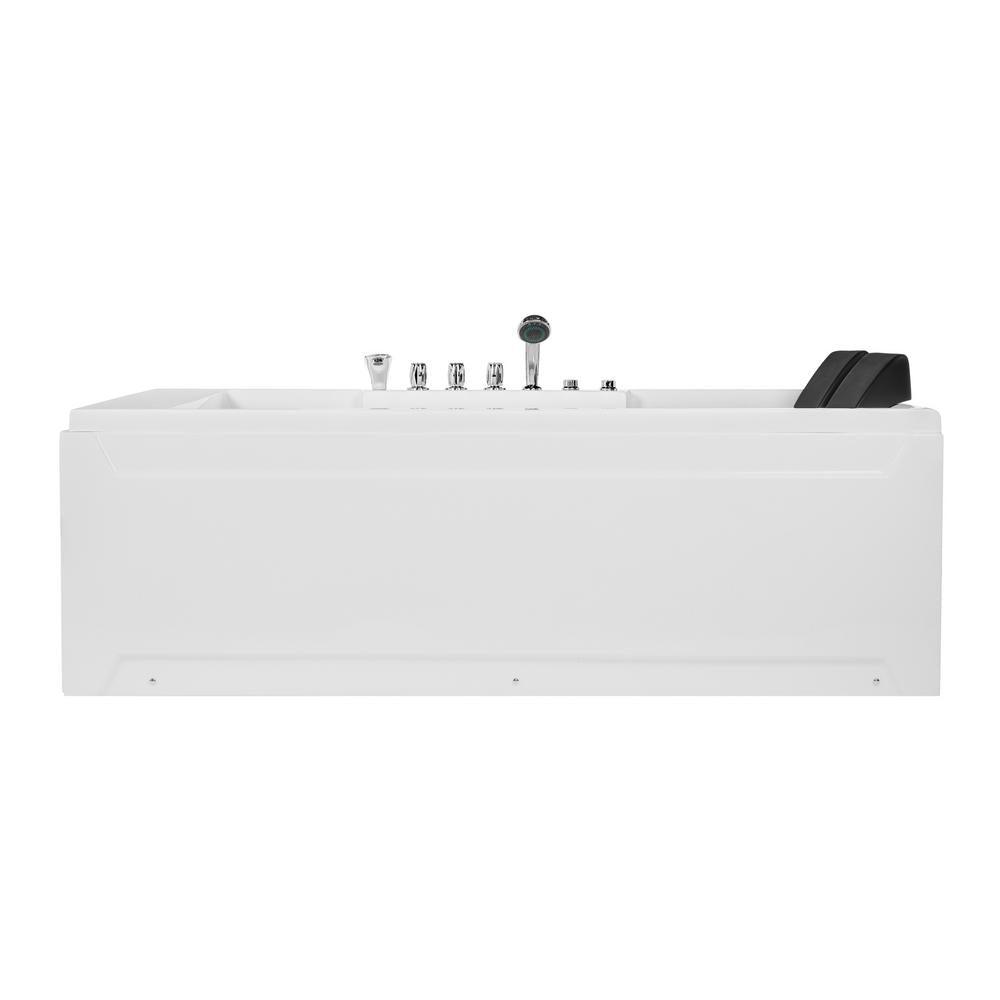 72 in. Acrylic Flatbottom Whirlpool Bathtub in White - Super Arbor