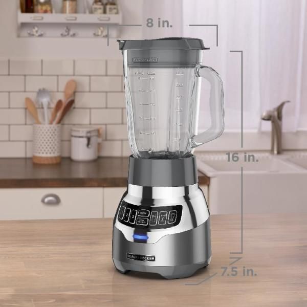 PowerCrush 48 oz. 3-Speed Silver Digital Blender with Travel  Cup