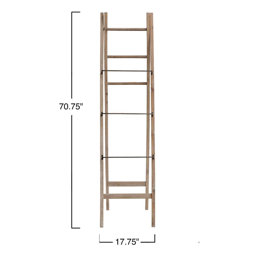 71 in. H Brown Decorative Wood and Metal A-Frame Ladder - Super Arbor