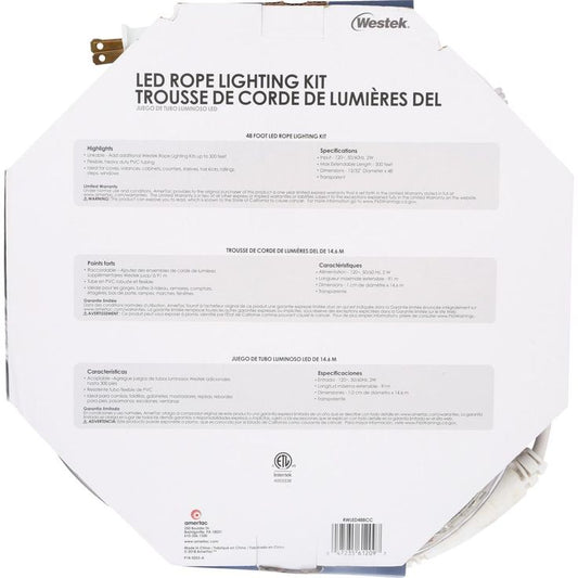 Indoor/Outdoor 48 ft. White LED Rope Light Kit