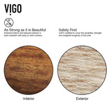 VIGO Amber Sunset Handmade Countertop Glass Rectangle Vessel Bathroom Sink in Light Wood