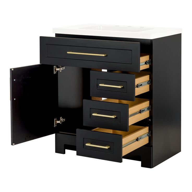 Style Selections Cauley 30-in Black Single Sink Bathroom Vanity with White Cultured Marble Top