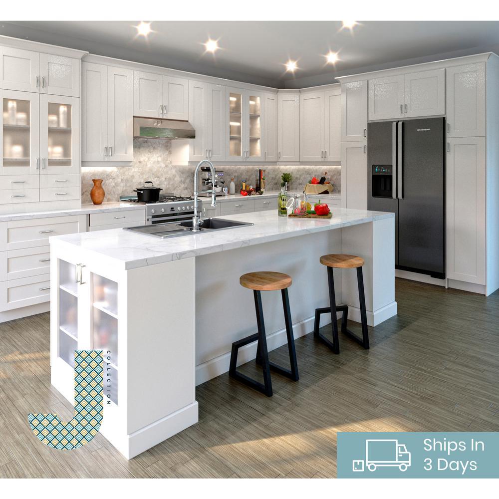 Shaker Assembled 24 in. x 84.5 in. x 24 in. Pantry Cabinet w/ 2-Inner Drawers & Three Pull Out Drawers in Vanilla White - Super Arbor