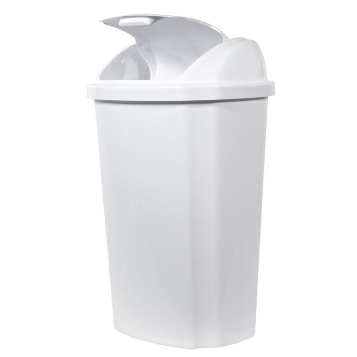 Hefty 13.5-Gallon White Plastic Trash Can with Lid