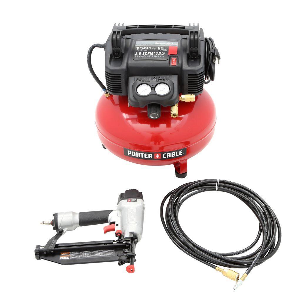 6 Gal. 150 PSI Portable Electric Air Compressor, 16-Gauge Nailer, 18-Gauge Nailer and 3/8 in. Stapler Combo Kit (3-Tool) - Super Arbor